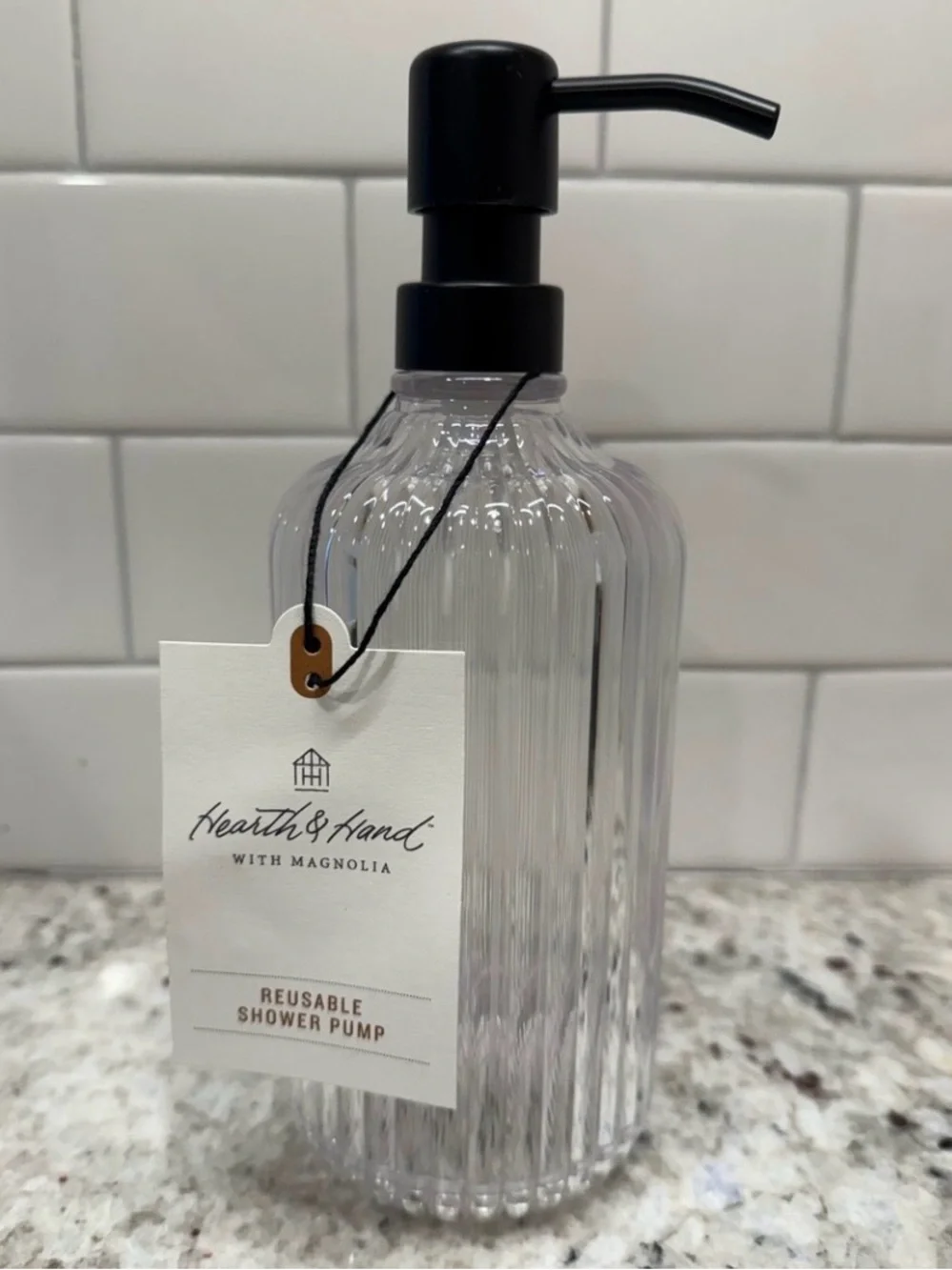 Hearth & Hand Clear Acrylic Refillable Dispenser Bathroom Accessory Set (2) NWT
